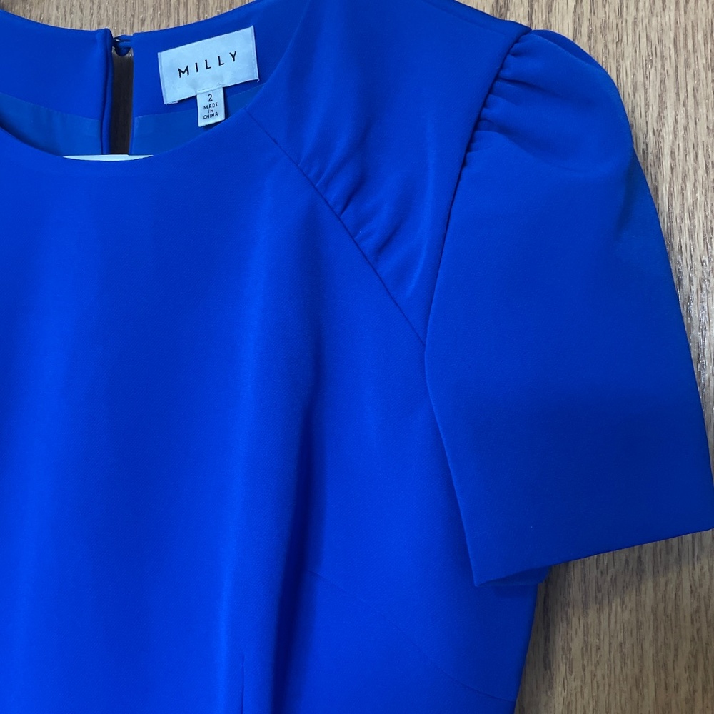 Milly Francesca Ruched Raglan-Sleeve Cady Dress - Picture 2 of 6